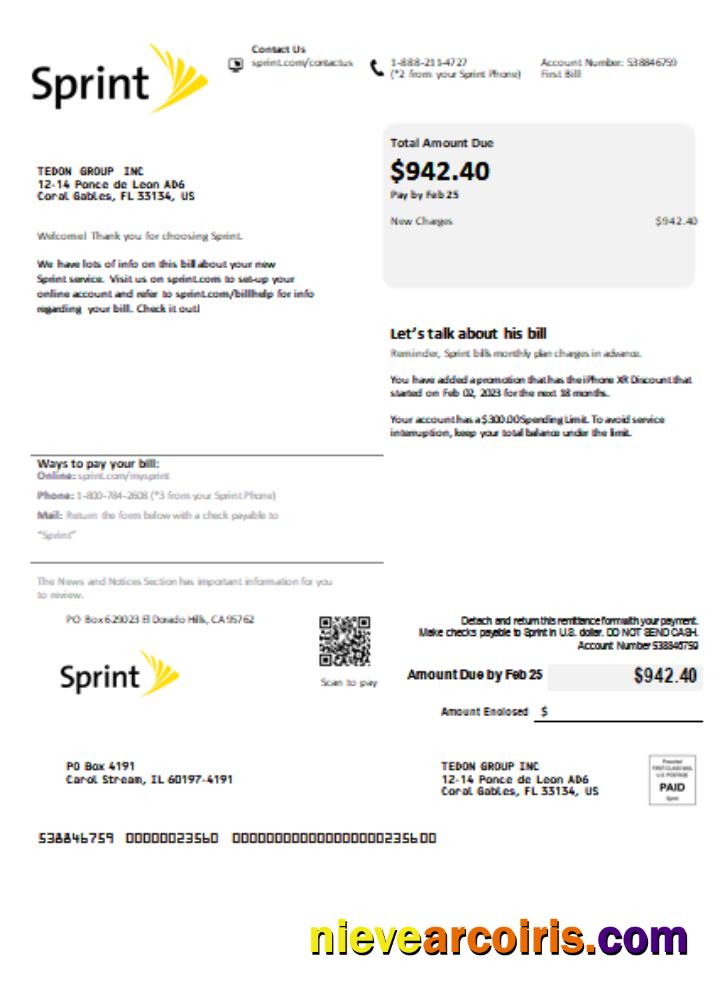 Sprint (T-Mobile) utility business bill